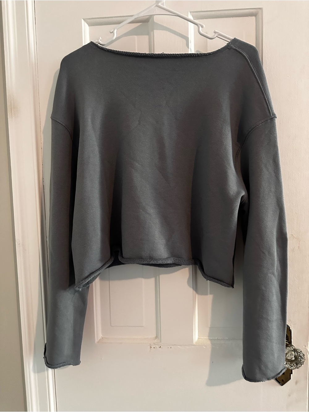 Zara Dark Gray Off-the-Shoulder Cropped Sweater - Picture 6 of 9